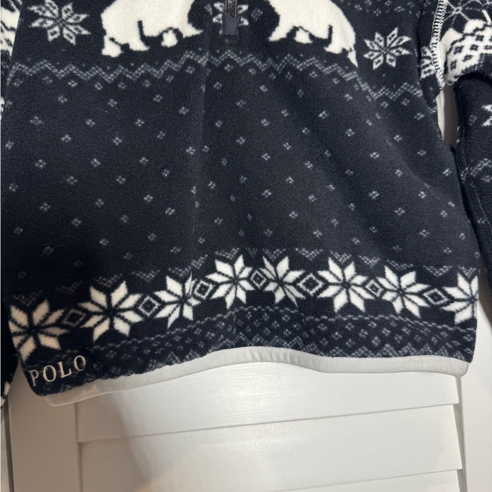 Polo Ralph Lauren Kids Black & White Fair Isle Patterned Fleece Pullover Size 5 - Picture 10 of 10